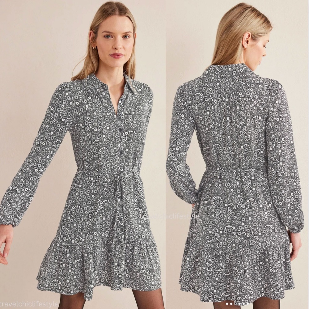 Boden Gray Floral Mini Dress